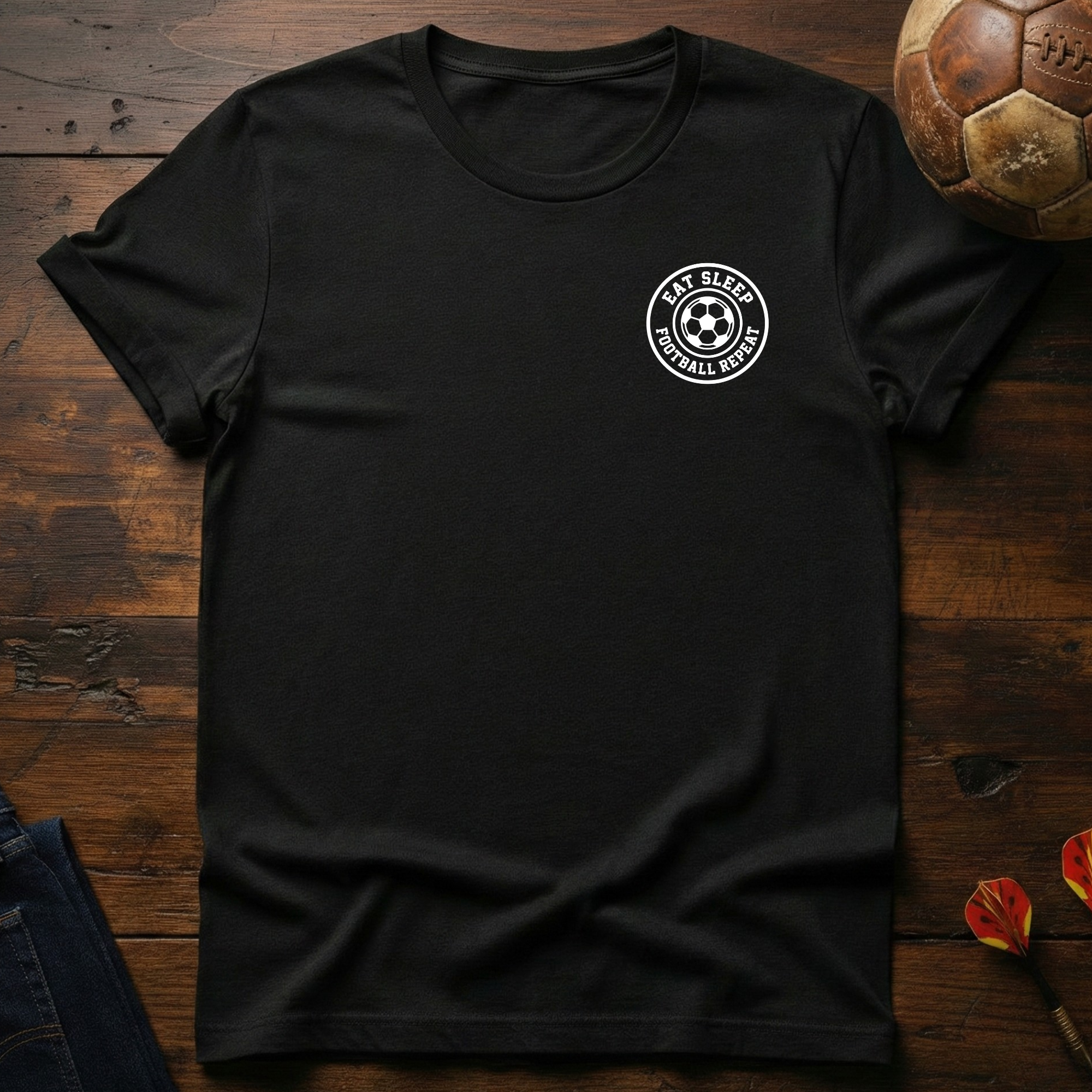 Eat Sleep Football Repeat Badge T-Shirt