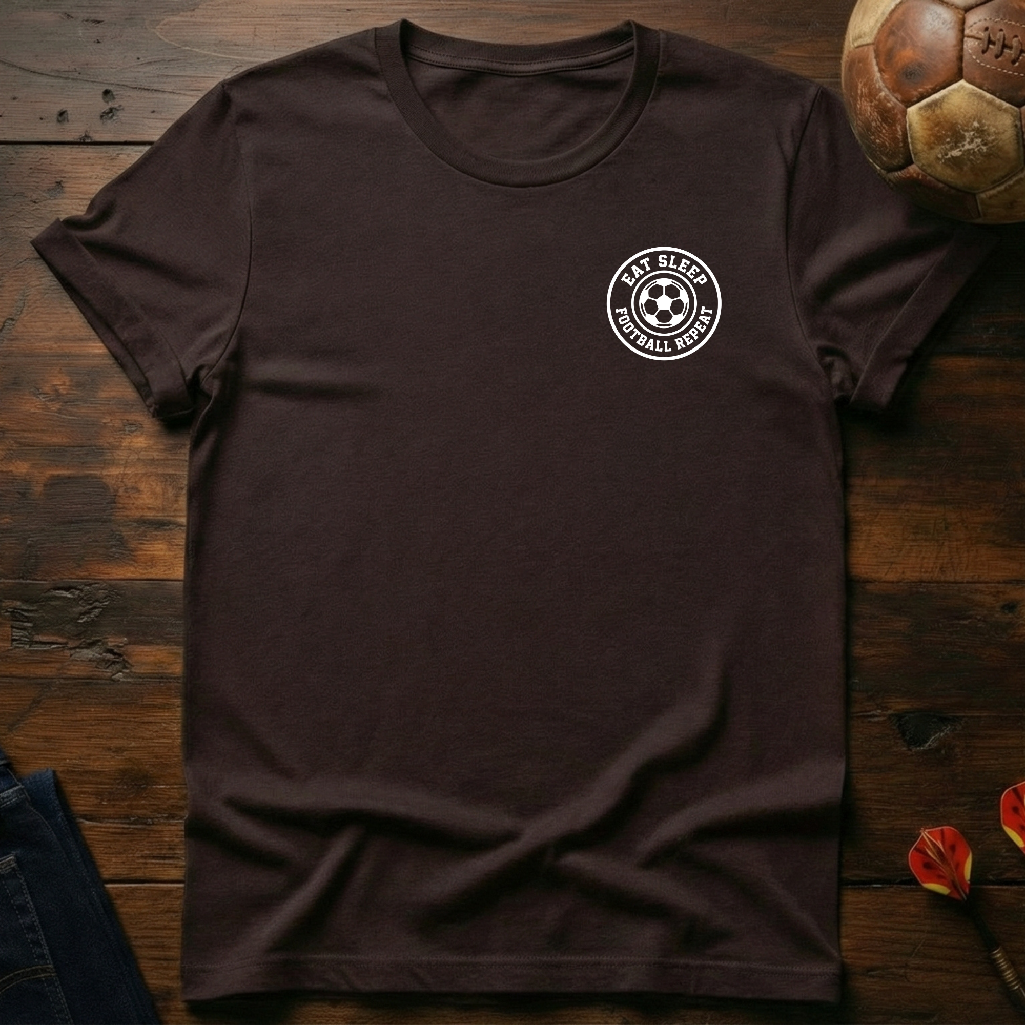 Eat Sleep Football Repeat Badge T-Shirt