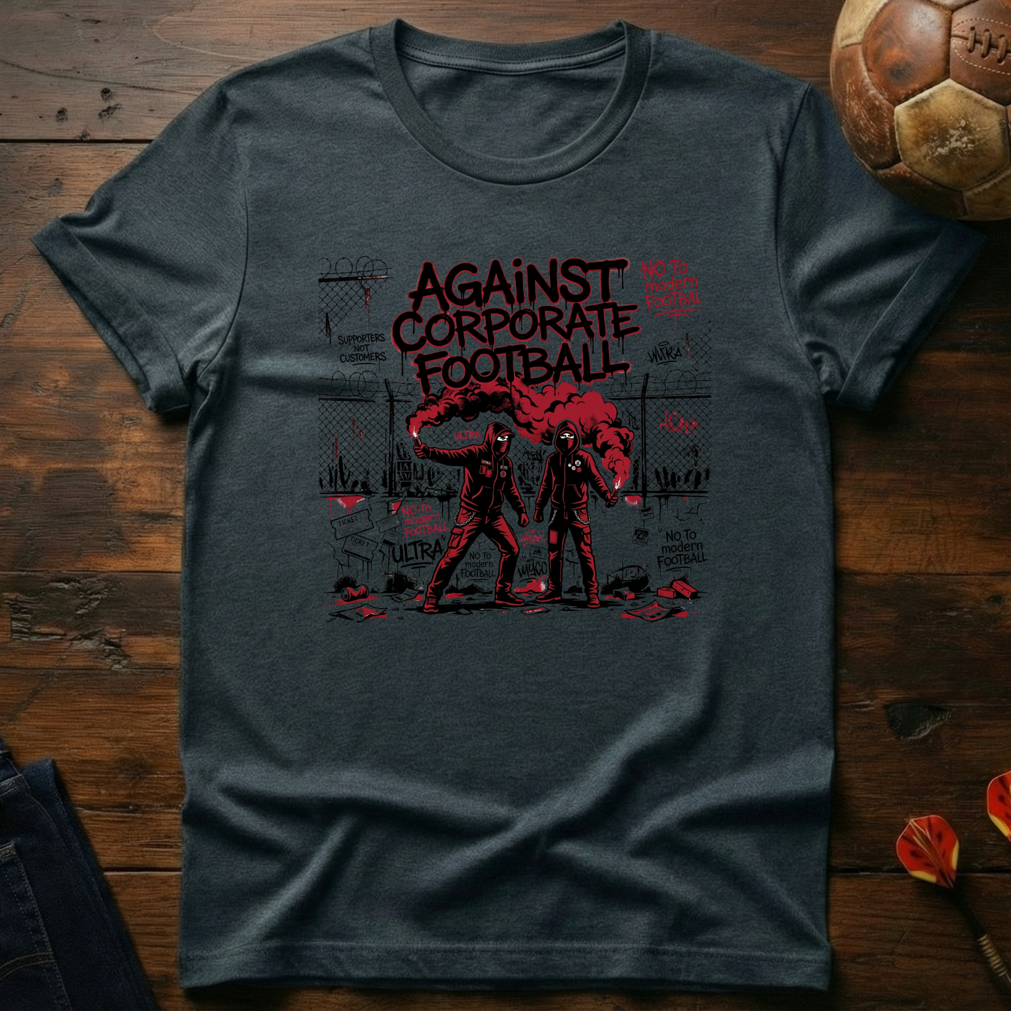 Against Corporate Football T-Shirt