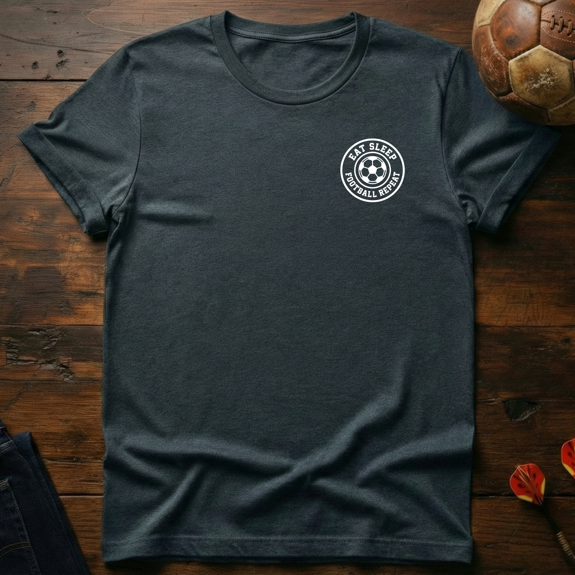 Eat Sleep Football Repeat Badge T-Shirt