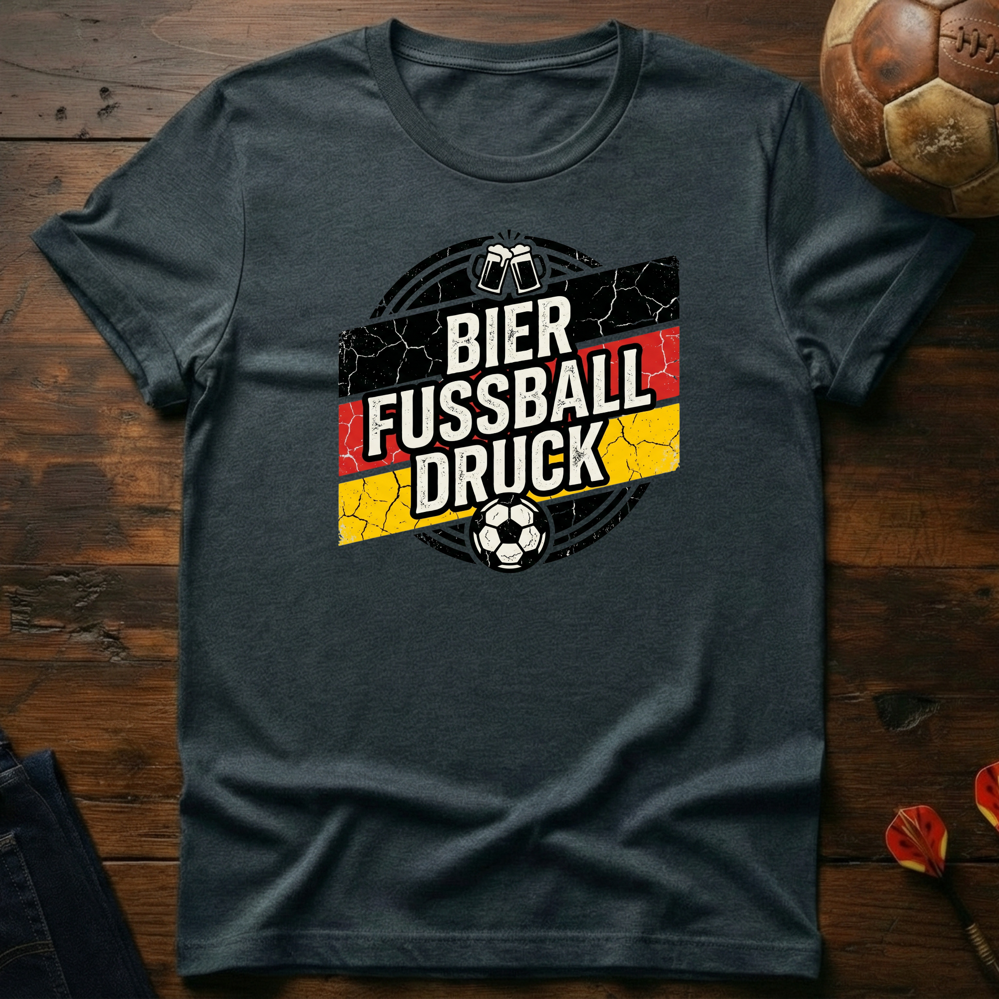 Bier Fussball Druck T-Shirt