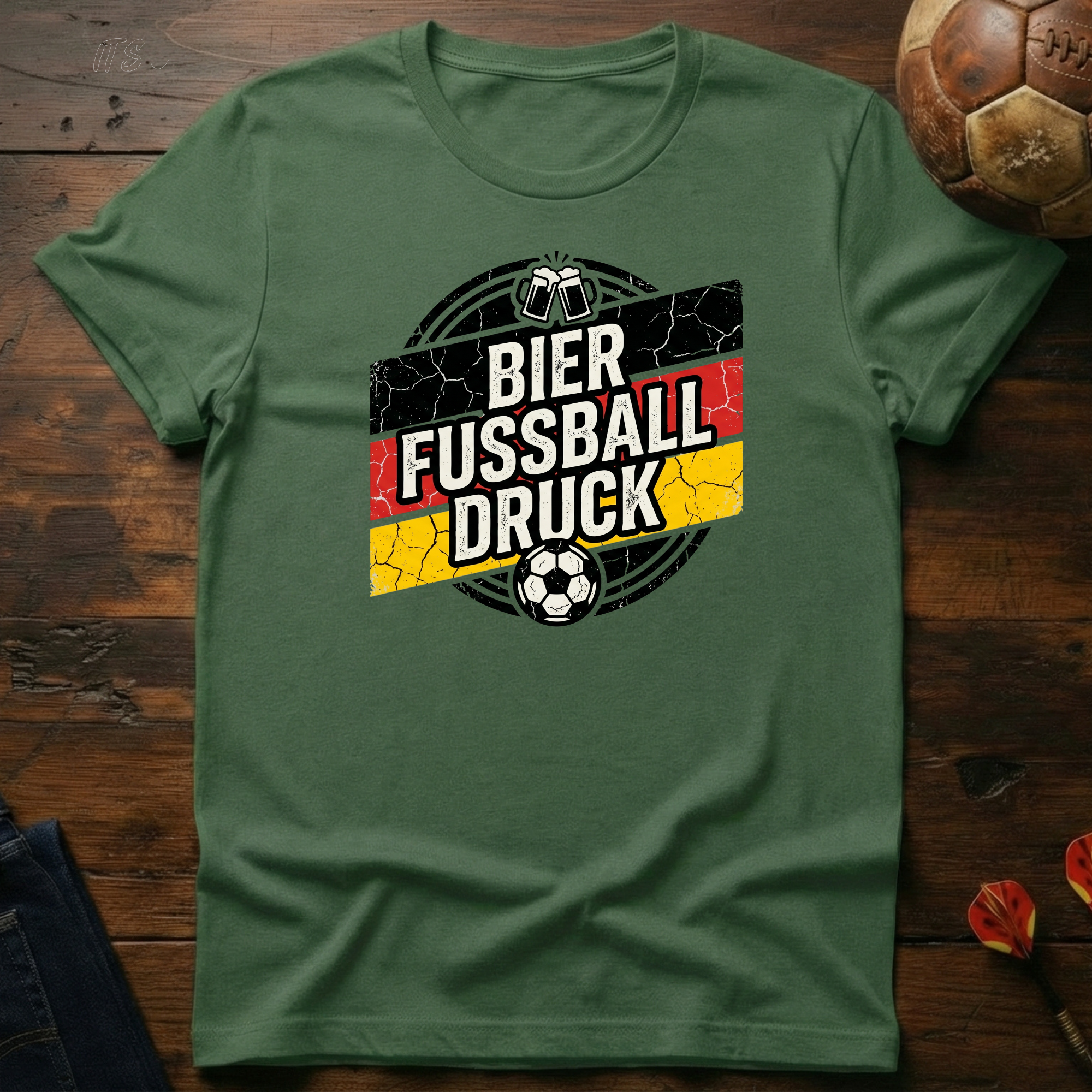 Bier Fussball Druck T-Shirt