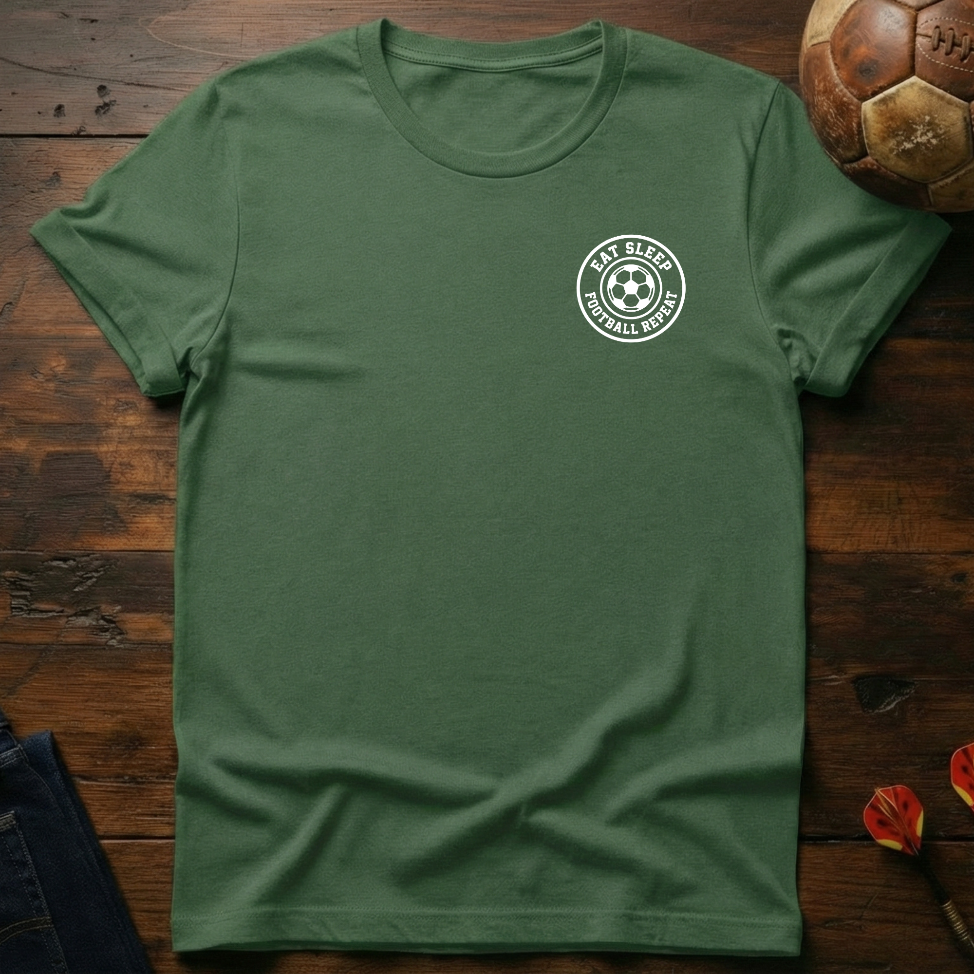 Eat Sleep Football Repeat Badge T-Shirt