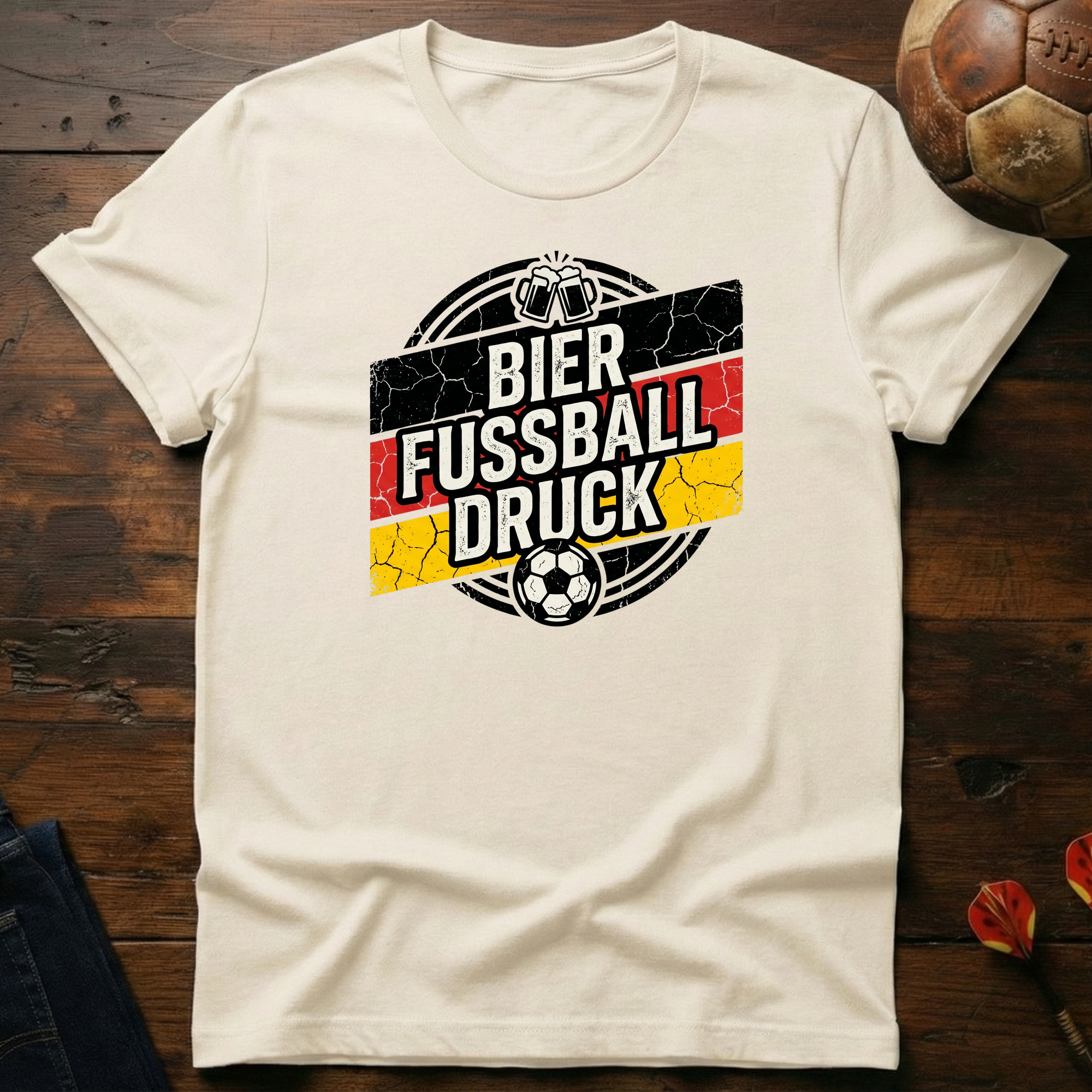 Bier Fussball Druck T-Shirt