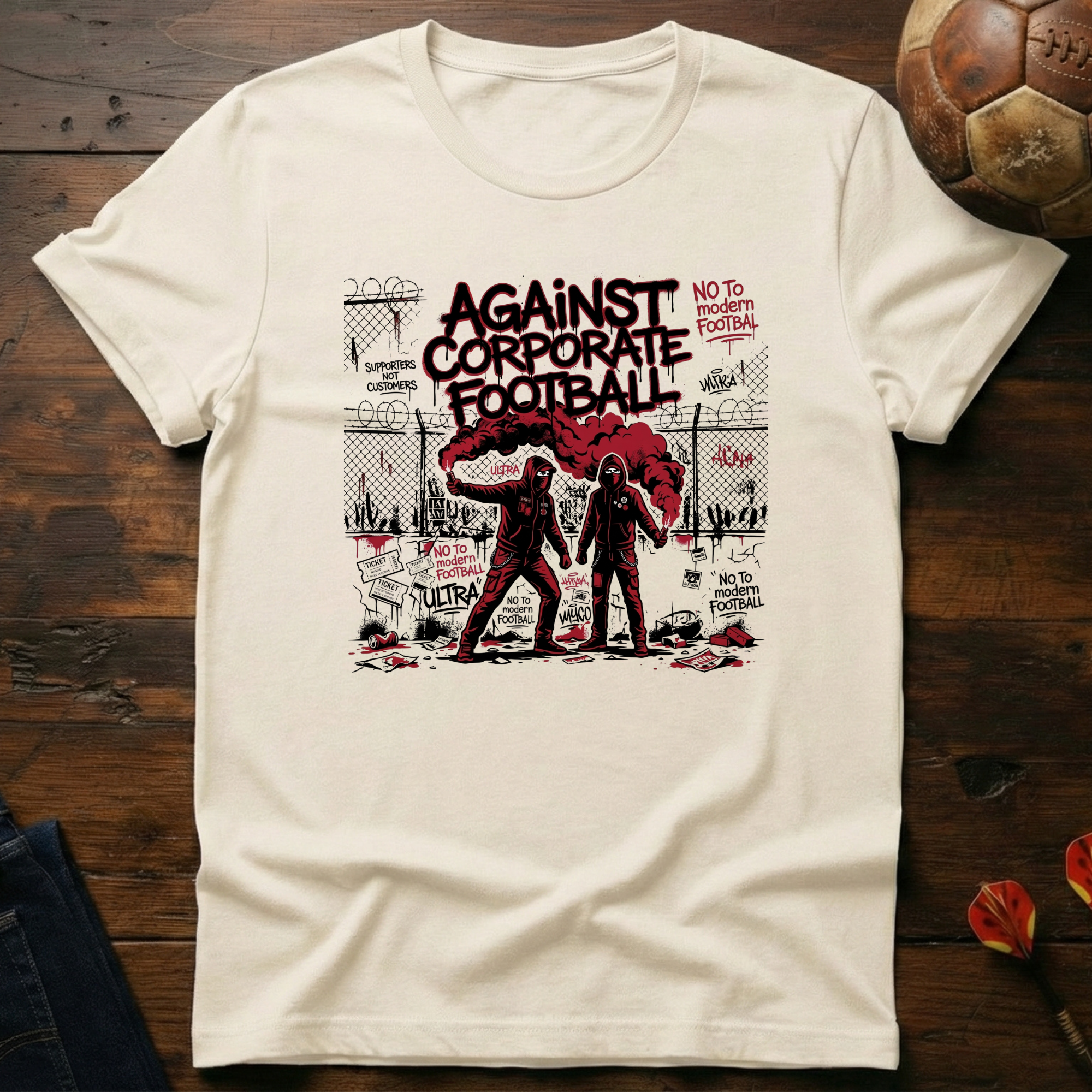 Against Corporate Football T-Shirt