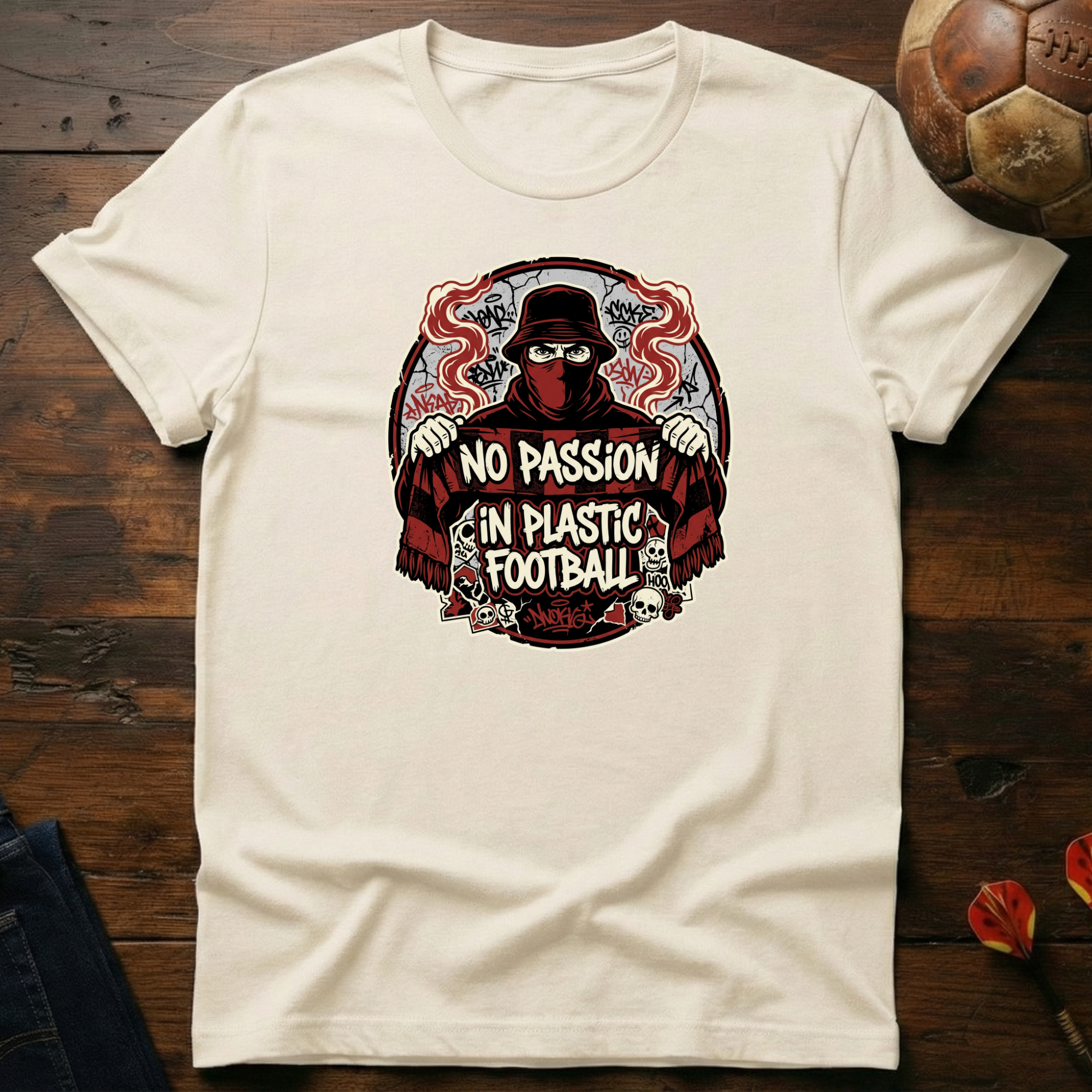 No Passion In Plastic Football T-Shirt