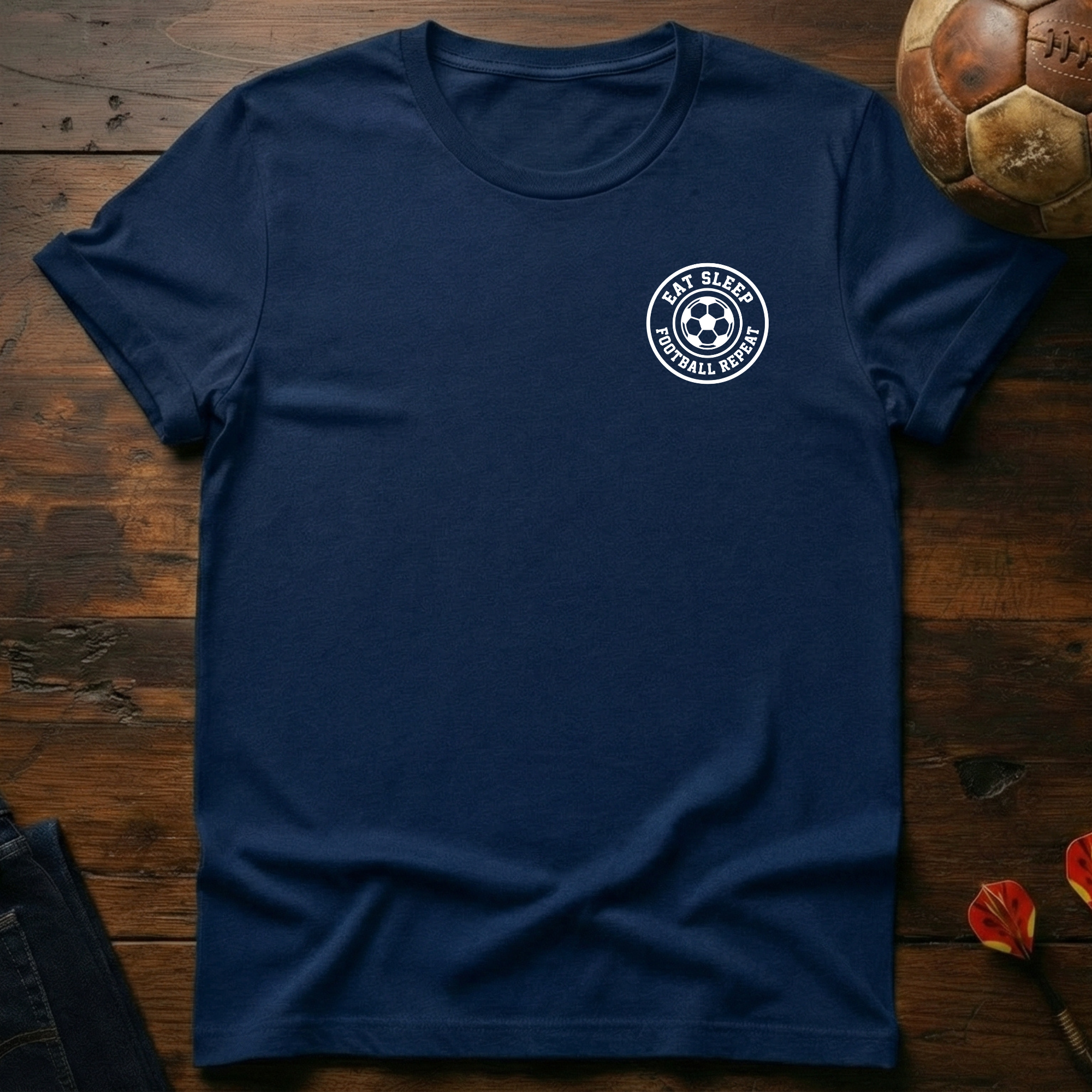 Eat Sleep Football Repeat Badge T-Shirt