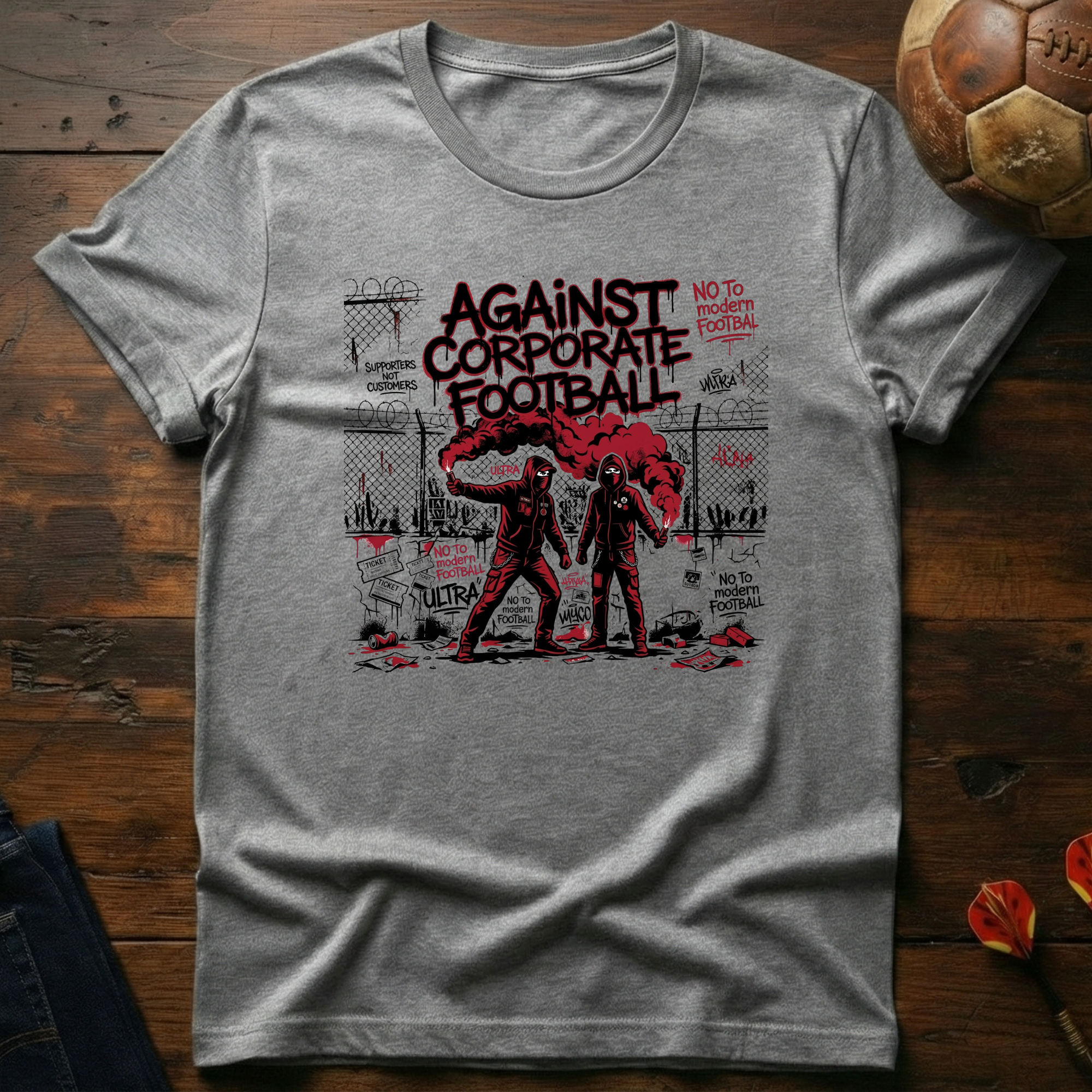 Against Corporate Football T-Shirt