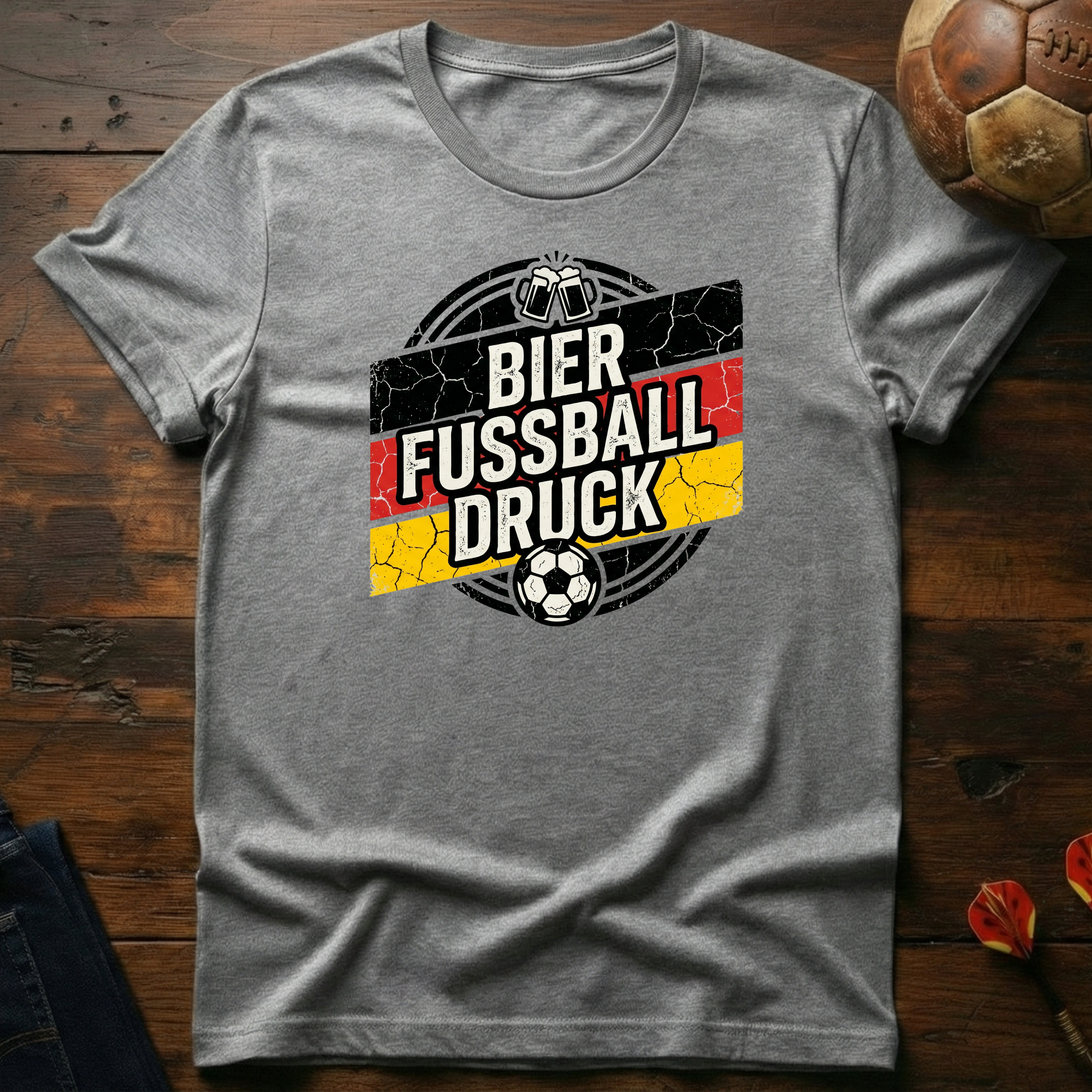 Bier Fussball Druck T-Shirt