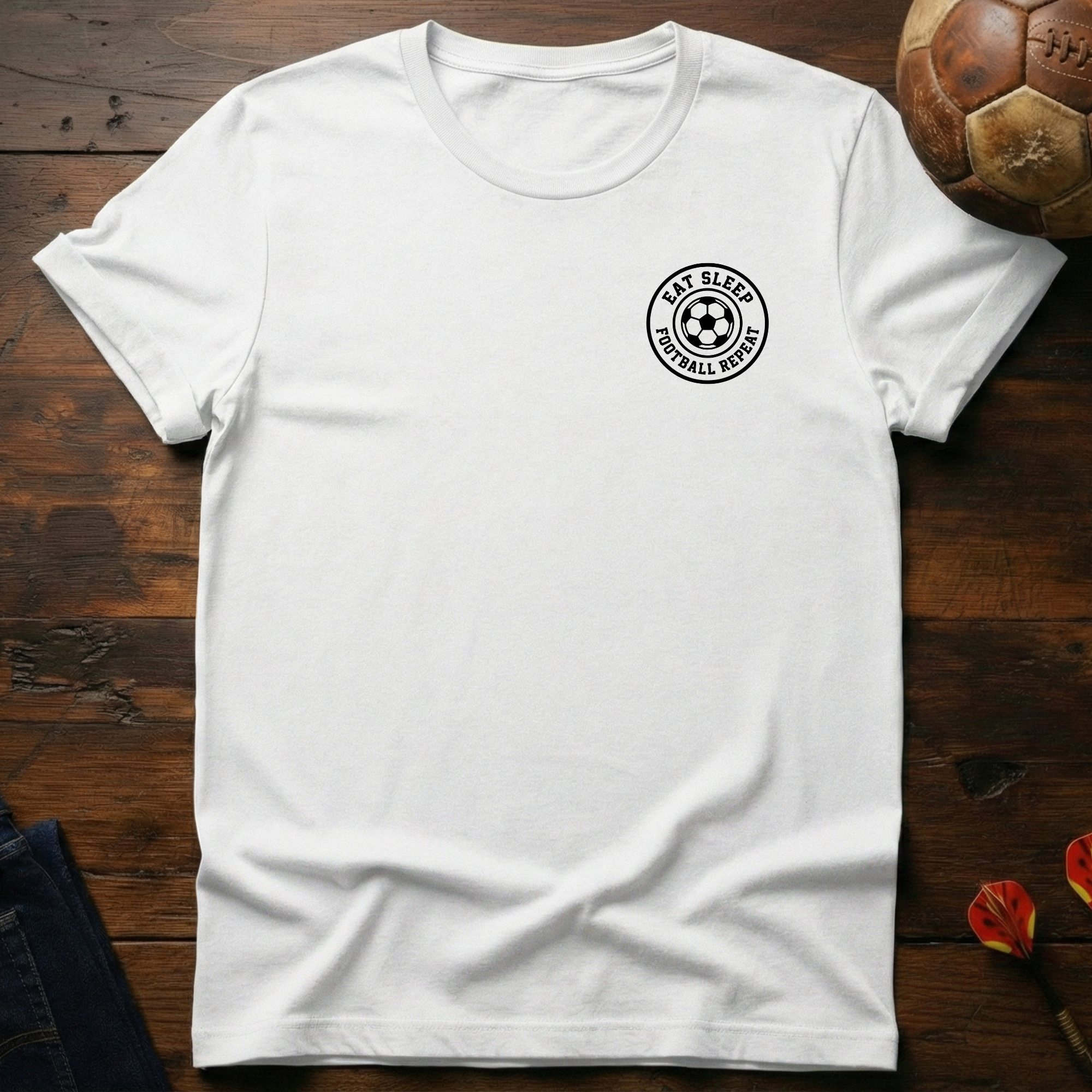 Eat Sleep Football Repeat Badge T-Shirt