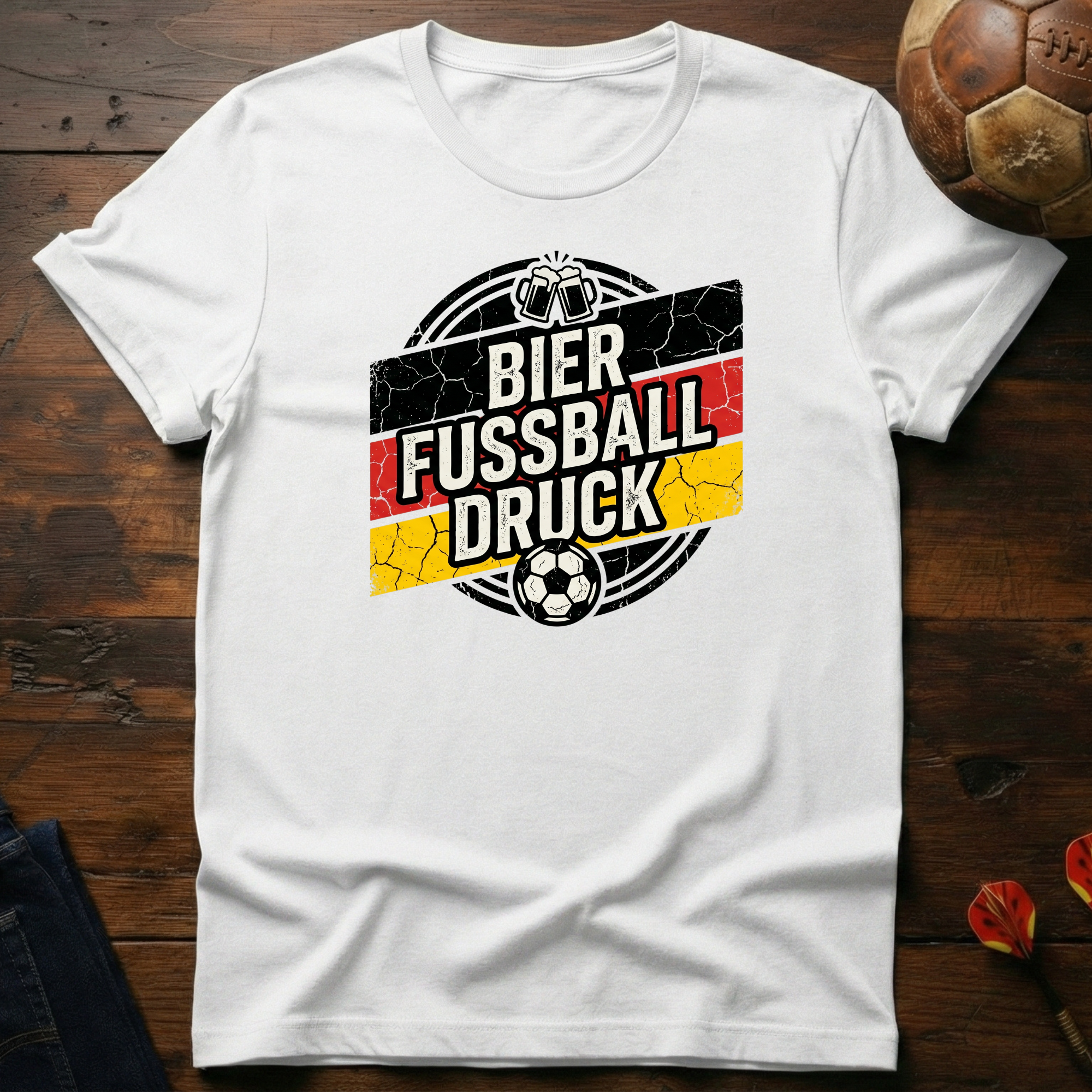 Bier Fussball Druck T-Shirt