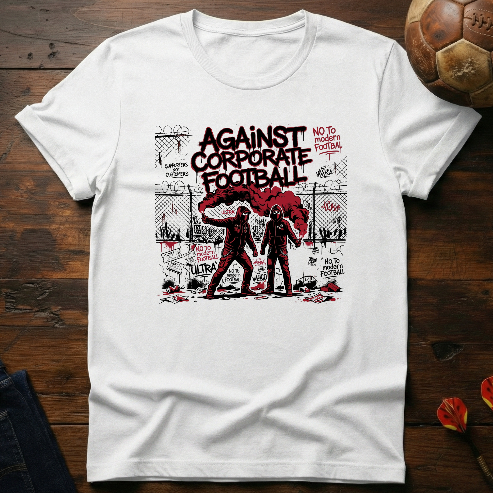 Against Corporate Football T-Shirt